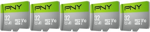PNY 32GB Class 10 U1 V10 A1 microSDHC™ Flash Memory Card – Quick Read Speeds, UHS-I, Continuous Full HD Photo, HD Video, Fast Everyday Performance, for Tablets, Drones, Cameras, 5-Pack in Saudi Arabia