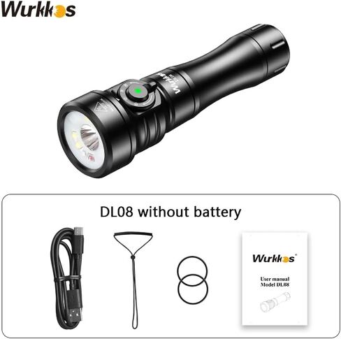 Wurkkos DL08 Scuba Diving Underwater Video Light with Infinite Dimming | Rechargeable,Red+UV Dual Light,IPX8 Underwater ,274M Long Beam, CRI90 , 5000mAh Battery,Night Diving in Kuwait