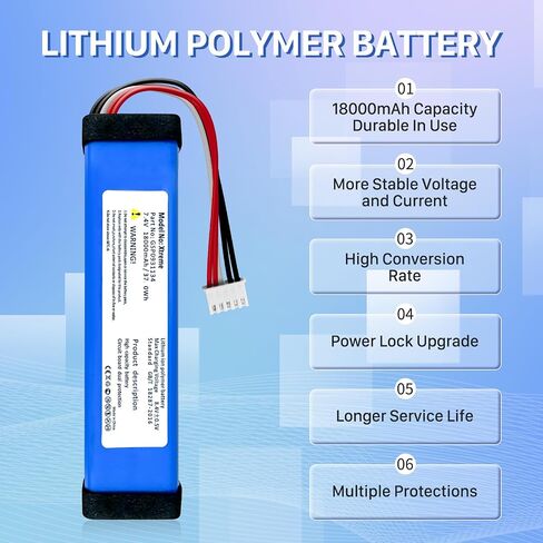 Battery for Xtreme 1, 2026 Upgrade High Capacity 18000mAh Li-Polymer Battery Replacement Compatible with Xtreme, Xtreme 1, Xtreme Speaker, (Part No: GSP0931134) in Kuwait