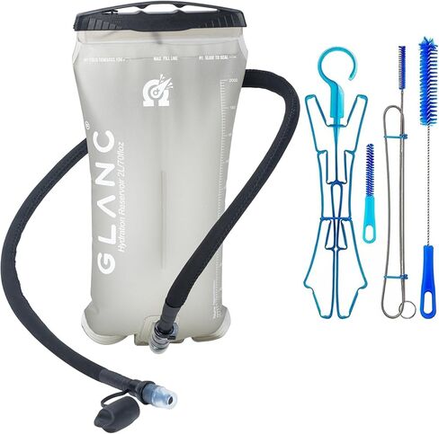 GLANC Hydration Bladder - 2L Water Bladder with Cleaning Kit for Outdoor Hiking Backpack, BPA Free Leakproof Water Reservoir for Hydration Pack, Insulated Hose & High Flow Bite Valve in Saudi Arabia
