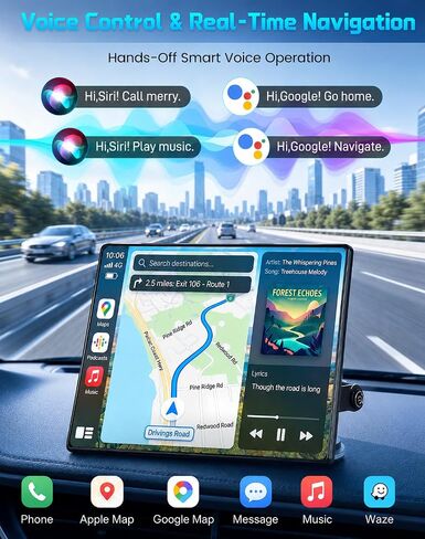 11" Wireless Apple CarPlay Screen for Car, Portable Carplay Screen for Car | Apple CarPlay & Android Auto, 360° 4K Front+1080P Rear Camera, Mirror Link, Voice Control, Built-in 64GB SD Card in Saudi Arabia