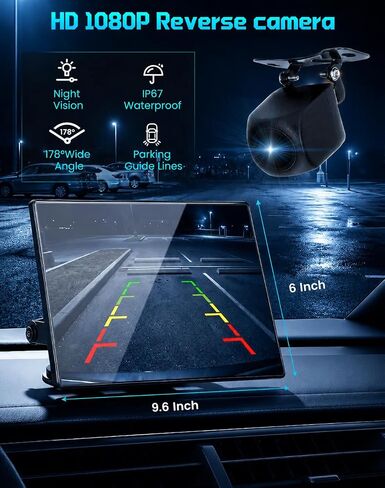 11" Wireless Apple CarPlay Screen for Car, Portable Carplay Screen for Car | Apple CarPlay & Android Auto, 360° 4K Front+1080P Rear Camera, Mirror Link, Voice Control, Built-in 64GB SD Card in Saudi Arabia