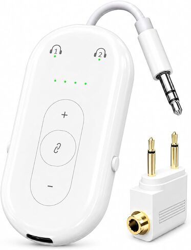 Airplane Bluetooth Adapter for Earphone, Bluetooth Audio Transmitter for for AirPods or Wireless Headphones, Transmitter Receiver 2 in 1 Dongle for Long Flight, Speaker, Car, Gym, TV in Saudi Arabia