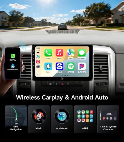 Car Radio Stereo for Dodge Ram 1500/2500/3500 06-12, CarPlay & Android Auto | 10.2-inch IPS touchscreen, 64G storage, 5G WiFi GPS, Bluetooth FM AM SWC, plug-and-play, HD backup camera in Saudi Arabia