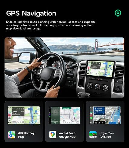 Car Radio Stereo for Dodge Ram 1500/2500/3500 06-12, CarPlay & Android Auto | 10.2-inch IPS touchscreen, 64G storage, 5G WiFi GPS, Bluetooth FM AM SWC, plug-and-play, HD backup camera in Saudi Arabia
