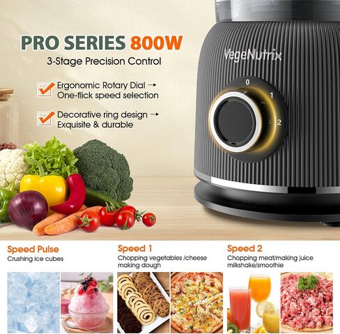 Food Processor and Blender Combo, 88 oz Food Chopper | Kitchen Appliance for Meat Vegetable and Dough, 70oz 800W Glass Jar Blender with 2 Speeds and Pulse for Smoothie, Upgrade in Saudi Arabia
