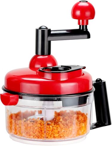 KEOUKE Hand Crank Food Chopper Red - Manual Food Processor with Egg Separator, Labor-Saving, Easy to Clean, Large Vegetable Mixer Blender for Onion, Garlic, Salad, Salsa, Nuts, Meat, Fruit, etc in Saudi Arabia