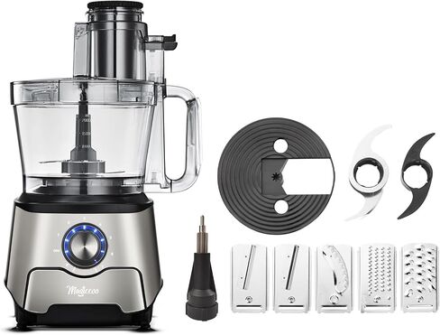 14-Cup Food Processor, 1000W Motor, Storage Drawer, Inox Color | 7 Speeds, XL Bowl & Large Feed Chute, French Fry Cutter, Chop, Slice, Shred & Mix Veggies, Cheese & Meat for Family Meals in Saudi Arabia