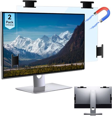 [2 Pack] Magnetic Hanging 27 Inch Computer Anti Blue Light Screen Protector for 16:9 Aspect Ratio Widescreen Monitor, Eye Protection Anti-Glare Light LED PC Screen Protector, Removable 27in Protective Film in Saudi Arabia