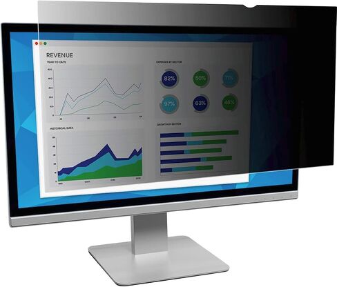 3M Privacy Filter for 23" Widescreen Monitor (PF230W9B) | 60° side-view black out privacy, blue light reduction, natural screen colors, made in USA and TAA compliant in Saudi Arabia
