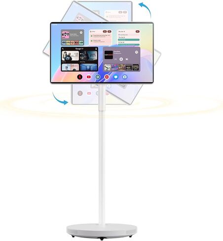 32 Inch Smart Portable TV on Wheels, Android 14 EDLA Certified | 8GB RAM 128GB Storage, 13MP Camera & Dual Mics, 13H Battery, Wi-Fi/HDMI, Smart Display for Home Office & Remote Work in Saudi Arabia