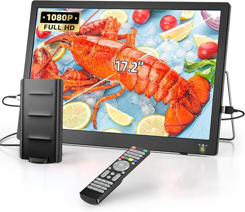 NORTHING 17.2" Portable TV with Antenna, 7000mAH Built-in Powered TV | Support USB/HDMI/AV Input, 12V Small TV for Camping Kitchen Bedroom Patio RV Car Power Outage in Saudi Arabia