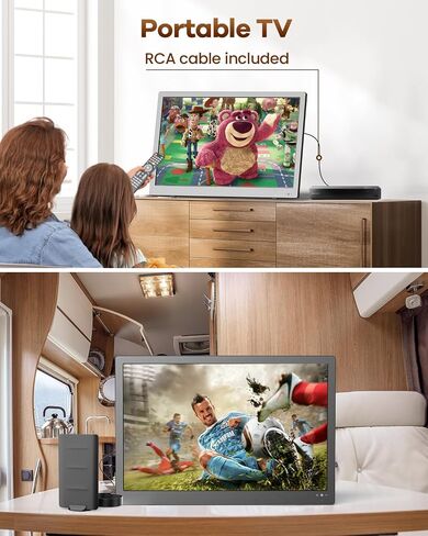 NORTHING 17.2" Portable TV with Antenna, 7000mAH Built-in Powered TV | Support USB/HDMI/AV Input, 12V Small TV for Camping Kitchen Bedroom Patio RV Car Power Outage in Saudi Arabia