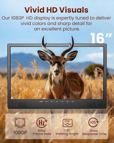 Desobry 16" Small Smart TV, LCD Small Kitchen TV with WiFi | Bulit-in 180°Adjustable Stand/ATSC Tuner/HDMI/USB/AV for Camping, Bedroom, RV, Patio, Indoor & Outdoor Use in Kuwait