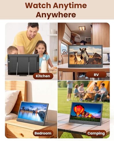 Desobry 16" Small Smart TV, LCD Small Kitchen TV with WiFi | Bulit-in 180°Adjustable Stand/ATSC Tuner/HDMI/USB/AV for Camping, Bedroom, RV, Patio, Indoor & Outdoor Use in Kuwait