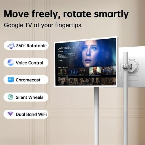 HORION 32" Portable Smart TV Monitor with Wheels, Movable Google TV, No Battery, Non-Touchscreen in Saudi Arabia
