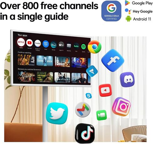 HORION 32" Portable Smart TV Monitor with Wheels, Movable Google TV, No Battery, Non-Touchscreen in Saudi Arabia