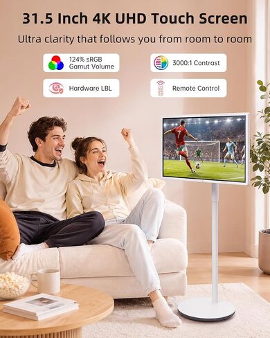KTC MEGAPAD 32 Inch 4K Smart Portable Touchscreen TV on Wheels, A32Q7S | Android OS EDLA, 8+128GB, Rolling TV on Wheels w/ Speakers & Webcam, Type-C HDMI USB Port, Built-in Battery, Voice Remote in Kuwait
