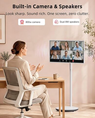 KTC MEGAPAD 32 Inch 4K Smart Portable Touchscreen TV on Wheels, A32Q7S | Android OS EDLA, 8+128GB, Rolling TV on Wheels w/ Speakers & Webcam, Type-C HDMI USB Port, Built-in Battery, Voice Remote in Kuwait