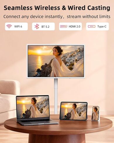KTC MEGAPAD 32 Inch 4K Smart Portable Touchscreen TV on Wheels, A32Q7S | Android OS EDLA, 8+128GB, Rolling TV on Wheels w/ Speakers & Webcam, Type-C HDMI USB Port, Built-in Battery, Voice Remote in Kuwait