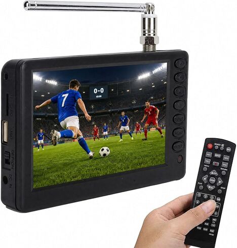 Yoidesu Portable TV 5" ATSC, Mini Digital TV with FM Radio for Car Camping | 5" 1080P TFT screen, ATSC digital/analog TV, FM radio, USB & TF playback, 1500mAh Rechargeable battery, for RV/kitchen/travel in Kuwait