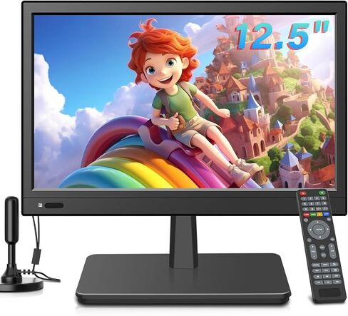 12.5inch small Portable TV,Essential for Bedroom/Kitchen/Camping,Support HDMI/USB input,Built-in speakers,lightweight and easy to carry,Suitable for small spaces(NO with WiFi/Bluetooth/Satellite) in Saudi Arabia