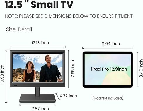 12.5inch small Portable TV,Essential for Bedroom/Kitchen/Camping,Support HDMI/USB input,Built-in speakers,lightweight and easy to carry,Suitable for small spaces(NO with WiFi/Bluetooth/Satellite) in Saudi Arabia