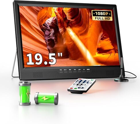 NORTHING 19.5" Portable TV with Antenna, 8000mAH Built-in Power Operated TV | Full HD 1080P Small Kitchen TV with Antenna/HDMI/USB/AV Input, for Camping Kitchen Patio RV Indoor/Outdoor in Saudi Arabia