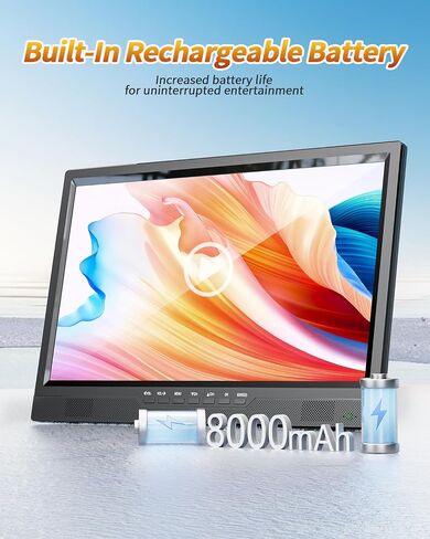 NORTHING 19.5" Portable TV with Antenna, 8000mAH Built-in Power Operated TV | Full HD 1080P Small Kitchen TV with Antenna/HDMI/USB/AV Input, for Camping Kitchen Patio RV Indoor/Outdoor in Saudi Arabia