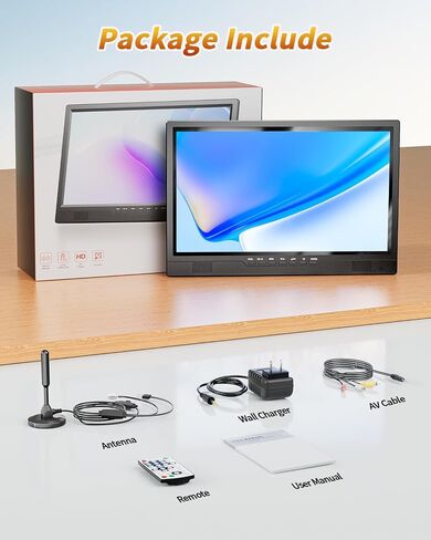 NORTHING 19.5" Portable TV with Antenna, 8000mAH Built-in Power Operated TV | Full HD 1080P Small Kitchen TV with Antenna/HDMI/USB/AV Input, for Camping Kitchen Patio RV Indoor/Outdoor in Saudi Arabia