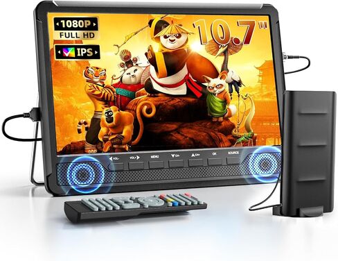 NORTHING 10.7" IPS Flat Screen TV, Rechargeable TV Portable | LCD Monitor 1080P with HDMI, AV, USB Input, Remote Control, Stand, Small Television for Home Camping Car Travel in Saudi Arabia