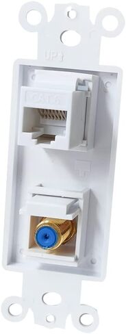 Coax CAT6 Wall Plate Insert - Ethernet Coaxial Insert Wall Jack Insert Cover Plate Female to Female for Midsize/Oversize Wallplate - White in Saudi Arabia