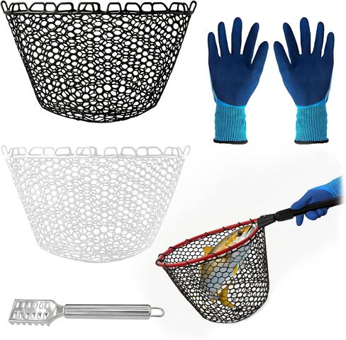 2 Pack Silicone Fishing Net Kit, with Gloves and Fish Scraper | Suitable for kitchen seafood prep and outdoor fishing, covers fish handling and cleaning tasks in Saudi Arabia