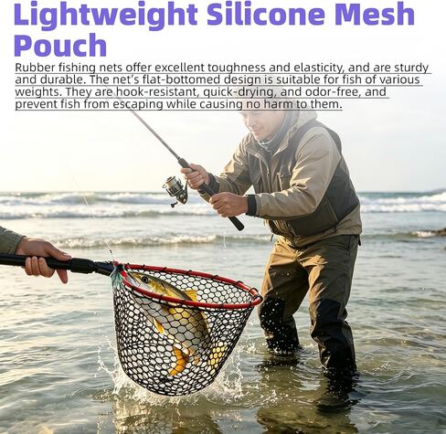 2 Pack Silicone Fishing Net Kit, with Gloves and Fish Scraper | Suitable for kitchen seafood prep and outdoor fishing, covers fish handling and cleaning tasks in Saudi Arabia