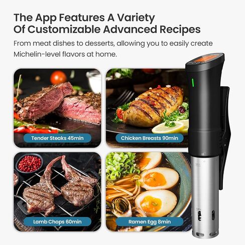 WiFi Sous Vide Cooker 2.4G, 1000W, Ultra-Quiet, 3D Fast Heating | App Remote Control Sous Vide Machine, 18 APP Recipes, 3D Water Circulation, 100-Hour Timer&Calibration, Stainless Steel in Saudi Arabia