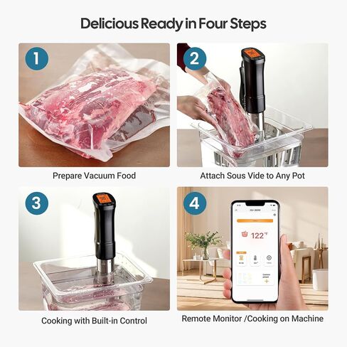 WiFi Sous Vide Cooker 2.4G, 1000W, Ultra-Quiet, 3D Fast Heating | App Remote Control Sous Vide Machine, 18 APP Recipes, 3D Water Circulation, 100-Hour Timer&Calibration, Stainless Steel in Saudi Arabia