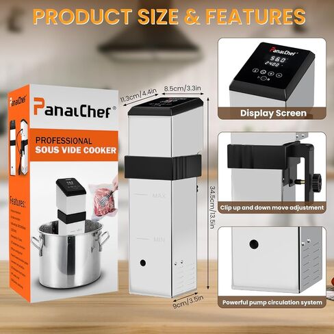 1600W Commercial Sous Vide Cooker Immersion Circulator, Restaurant Sous Vide Machines, 360° Water Circulation, 15dB Ultra Quiet, Fast Heating, Precise Time & Temperature Control (Bright Silver, 1600W) in Saudi Arabia