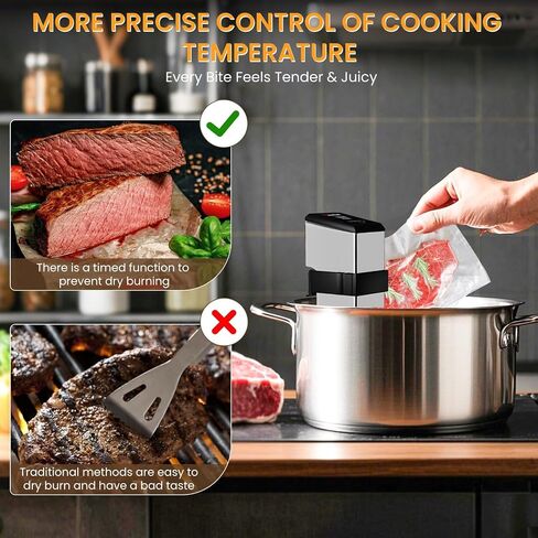 1600W Commercial Sous Vide Cooker Immersion Circulator, Restaurant Sous Vide Machines, 360° Water Circulation, 15dB Ultra Quiet, Fast Heating, Precise Time & Temperature Control (Bright Silver, 1600W) in Saudi Arabia