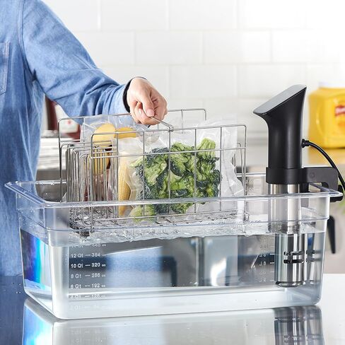CURTA 26 Qt Large Sous Vide Container with Notched Lid and Neoprene Insulating Sleeve, 1/1 Full Size Polycarbonate Water Bath, Fits Anova and Most Cookers (Immersion Circulator NOT Included) in Kuwait
