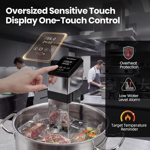 1600W Commercial Sous Vide Cooker, Immersion Circulator with One-Way Air Vent for Efficient Heat Dissipation, 360° Water Circulation, Precise Temp Control for Restaurant Home Use (Dark Silver, 1600W) in Saudi Arabia