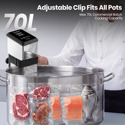 1600W Commercial Sous Vide Cooker, Immersion Circulator with One-Way Air Vent for Efficient Heat Dissipation, 360° Water Circulation, Precise Temp Control for Restaurant Home Use (Dark Silver, 1600W) in Saudi Arabia