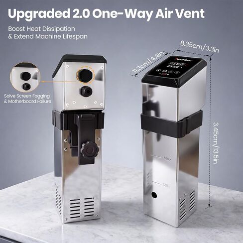 1600W Commercial Sous Vide Cooker, Immersion Circulator with One-Way Air Vent for Efficient Heat Dissipation, 360° Water Circulation, Precise Temp Control for Restaurant Home Use (Dark Silver, 1600W) in Saudi Arabia