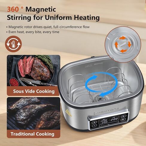 Homtone Sous Vide Cooker, 8 Quart All-in-One Design with Precise Temperature Control, 3D Water Circulation, Easy Setup 1000W for Steak Chicken Meal Prep in Kuwait