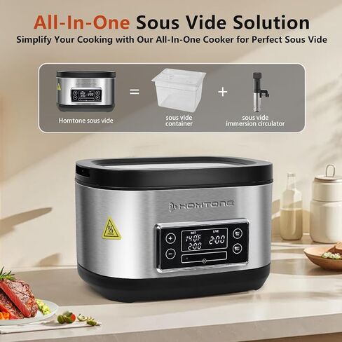 Homtone Sous Vide Cooker, 8 Quart All-in-One Design with Precise Temperature Control, 3D Water Circulation, Easy Setup 1000W for Steak Chicken Meal Prep in Kuwait