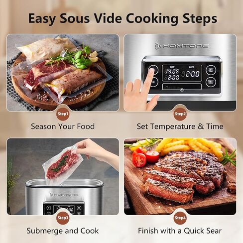 Homtone Sous Vide Cooker, 8 Quart All-in-One Design with Precise Temperature Control, 3D Water Circulation, Easy Setup 1000W for Steak Chicken Meal Prep in Kuwait