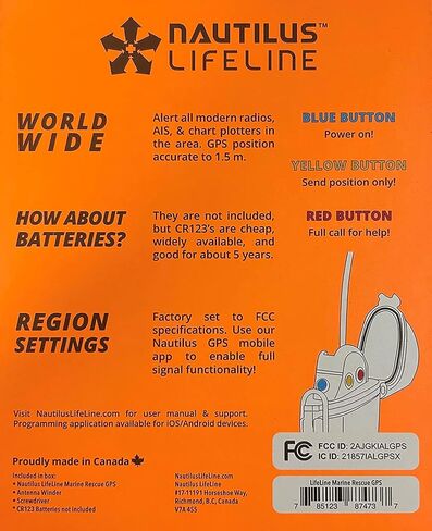 Nautilus LifeLine Marine GPS and Silicone Pouch w/ free Coil Lanyard (Orange) in Saudi Arabia