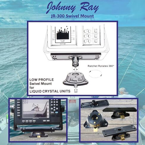 Johnny Ray JR-300 Fish Finder Mount and Depth Finder Mount | Heavy Duty Marine Electronics & Sonar Bracket for Boats, 360° Rotating Quick Release Swivel Base in Kuwait