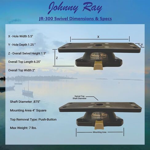 Johnny Ray JR-300 Fish Finder Mount and Depth Finder Mount | Heavy Duty Marine Electronics & Sonar Bracket for Boats, 360° Rotating Quick Release Swivel Base in Kuwait