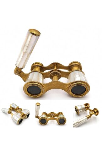 SODEF Antique Opera Glasses - Brass Body Collector's Piece with Decorative Finish, Vintage Style for Theater, Opera, 3.9 inches Wide - Cream in Kuwait