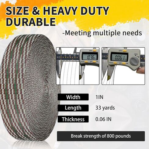 Polypropylene Webbing Strap 3+Colors – 0.9"& 1"& 2" – 25 33Yards Heavy Duty Webbing Roll, Flat Webbing Strap for Indoor&Outdoor Gear, Climbing, DIY Crafting, Repairing Camouflage 1"-33yards in Saudi Arabia
